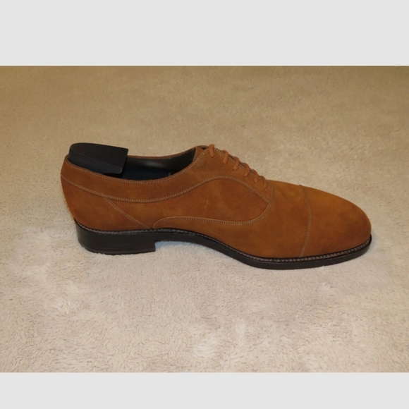 J.M. Weston Commande Special Brown Suede Captoe Oxford US 11.5E NWOB Shoe Trees - Picture 5 of 11